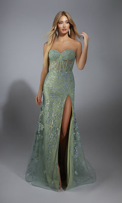 Aerie Couture 289 Green Glitter Prom Dress Rosemary / 18