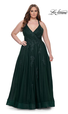 Plus-Size Open-Back Long Prom Ball Gown