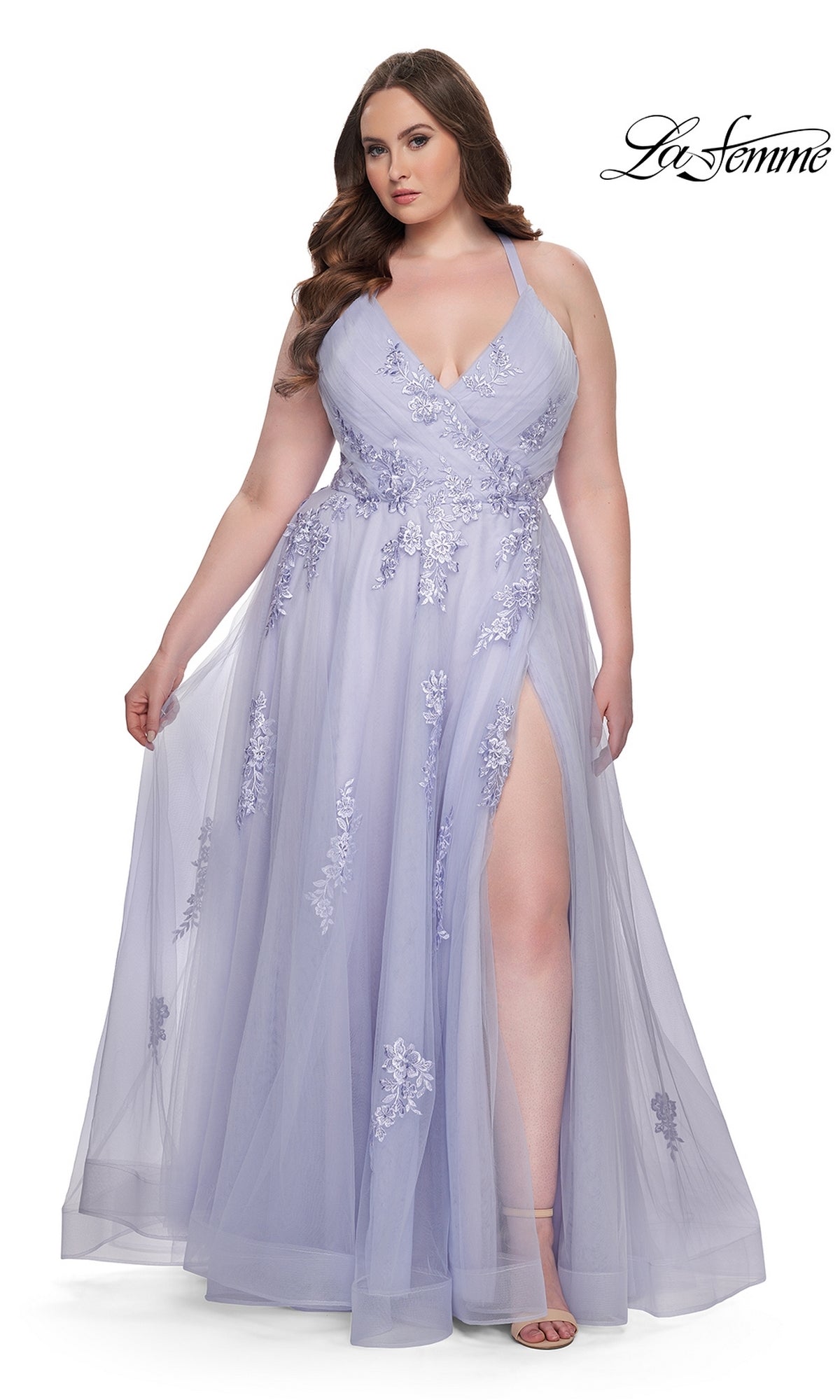 Plus-Size Open-Back Long Prom Ball Gown