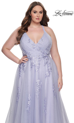 Plus-Size Open-Back Long Prom Ball Gown - PromGirl Dark Emerald / 22W