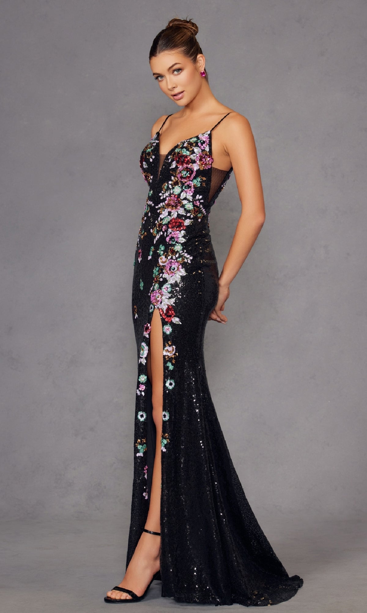 prom flowers for black dress Long Sequin with Multicolor – PromGirl blue_toddler_dress Rhinestones are clear Timeless Elegance: Flaunt Classic Color:White Color