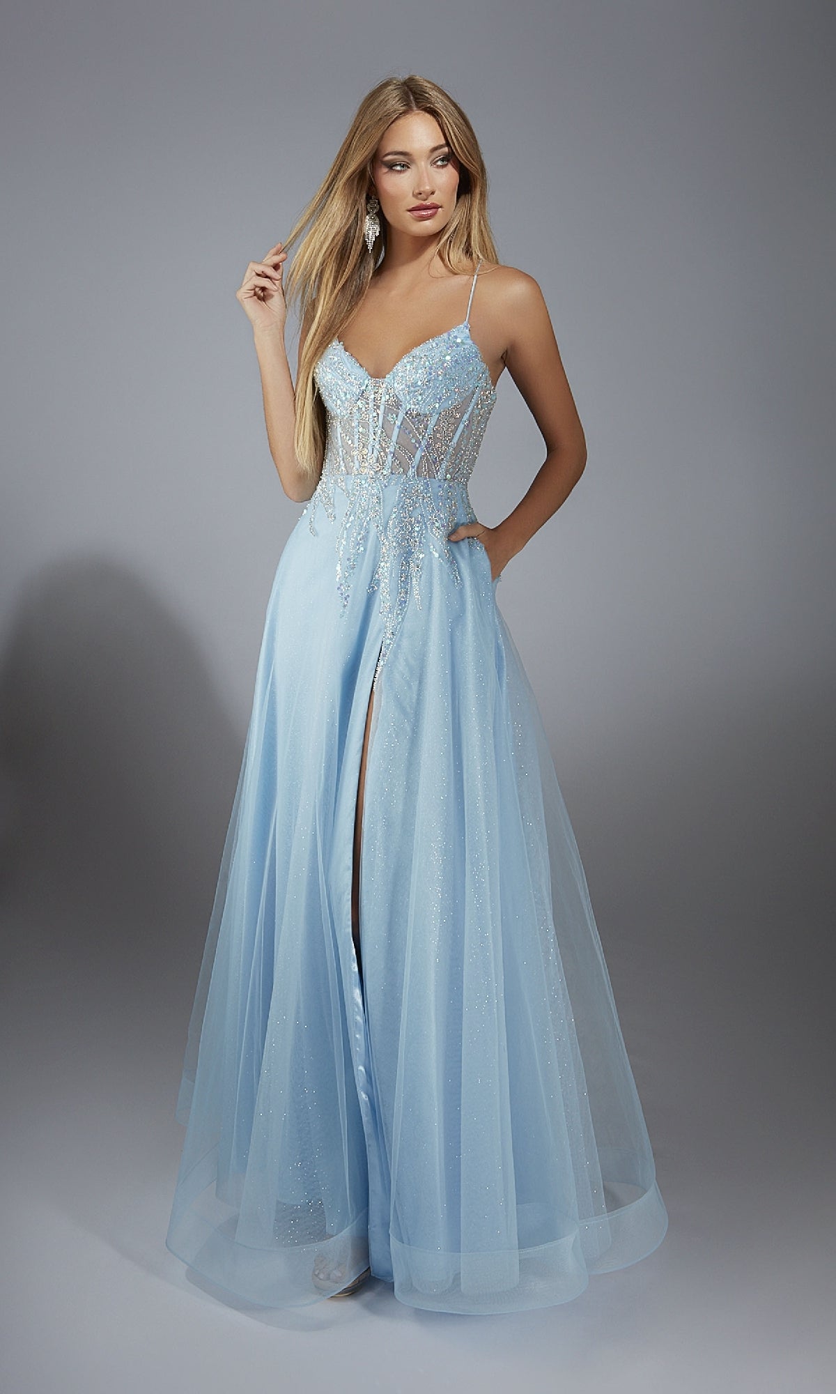 Aerie Couture 292 Long A-Line Blue Prom Dress – PromGirl