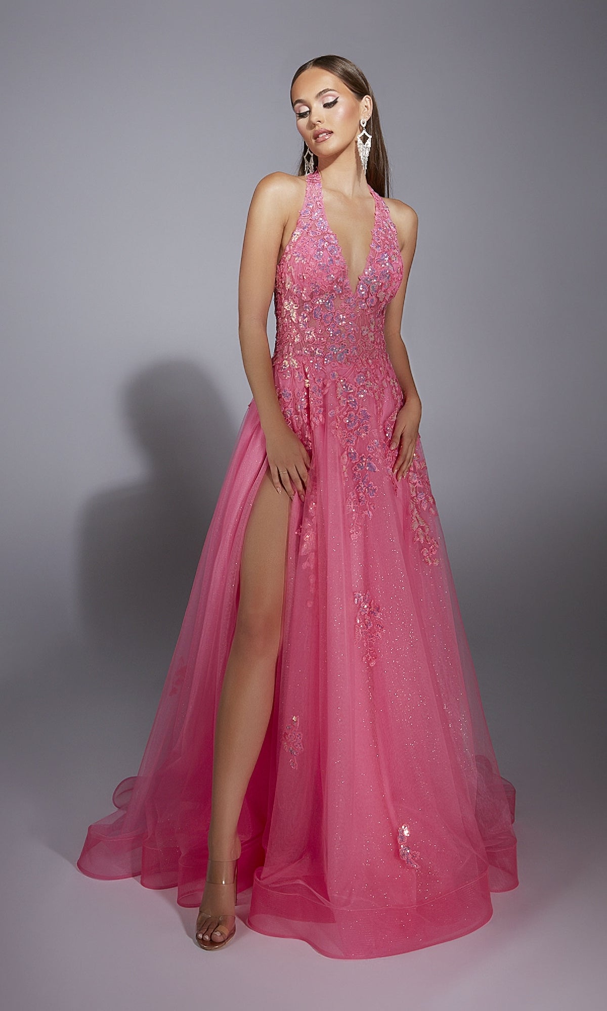 Aerie Couture 296 Long A-Line Halter Prom Dress Bubblegum / 00