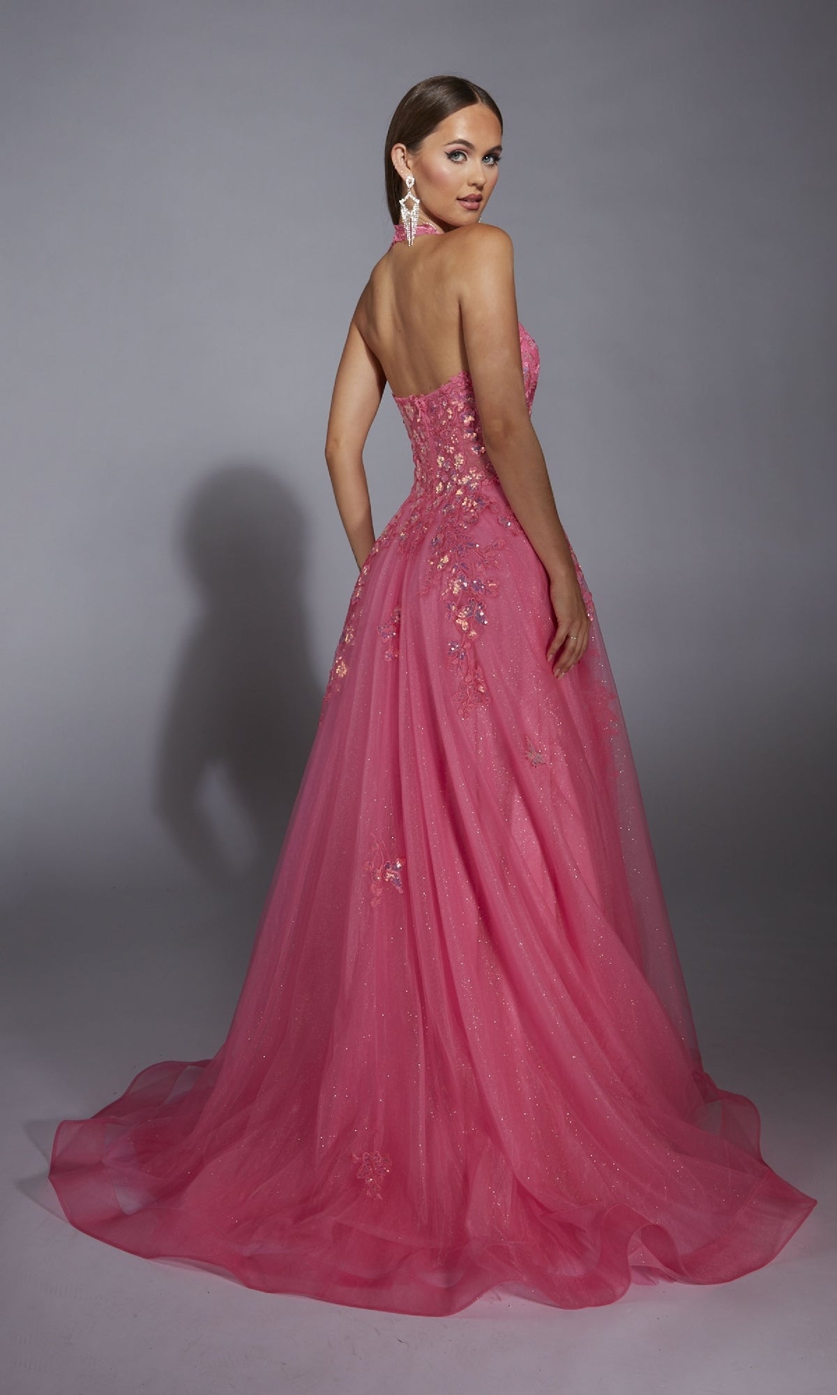 Aerie Couture 296 Long A-Line Halter Prom Dress Bubblegum / 00 Aerie Couture 296 Long A-Line Halter Prom Dress Bubblegum / 00