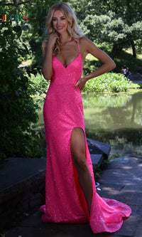 Strappy Open-Back Long Sequin Prom Dress 2975