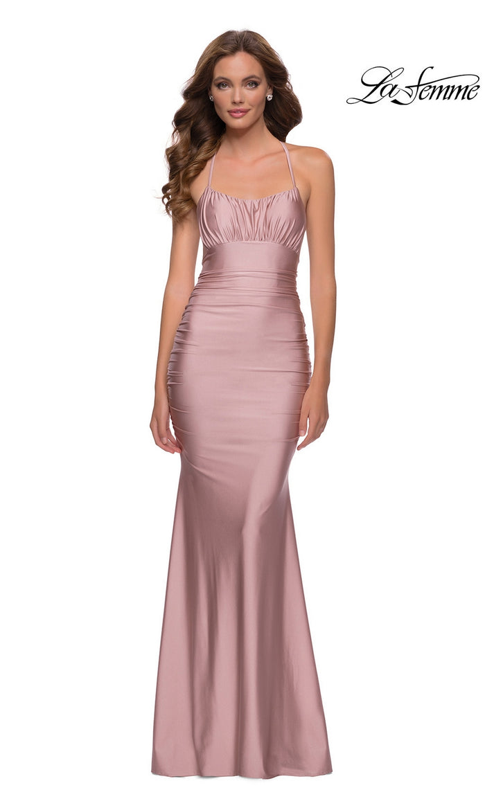 La Femme Ruched-Bust Long Prom Dress 29873