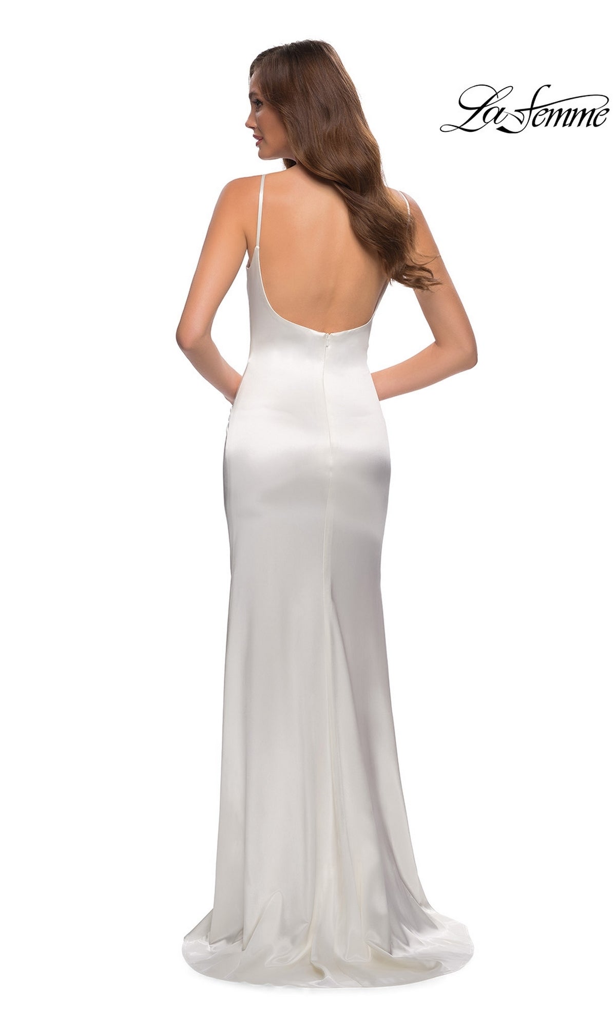 La Femme Open-Back Simple Long Prom Dress 29945