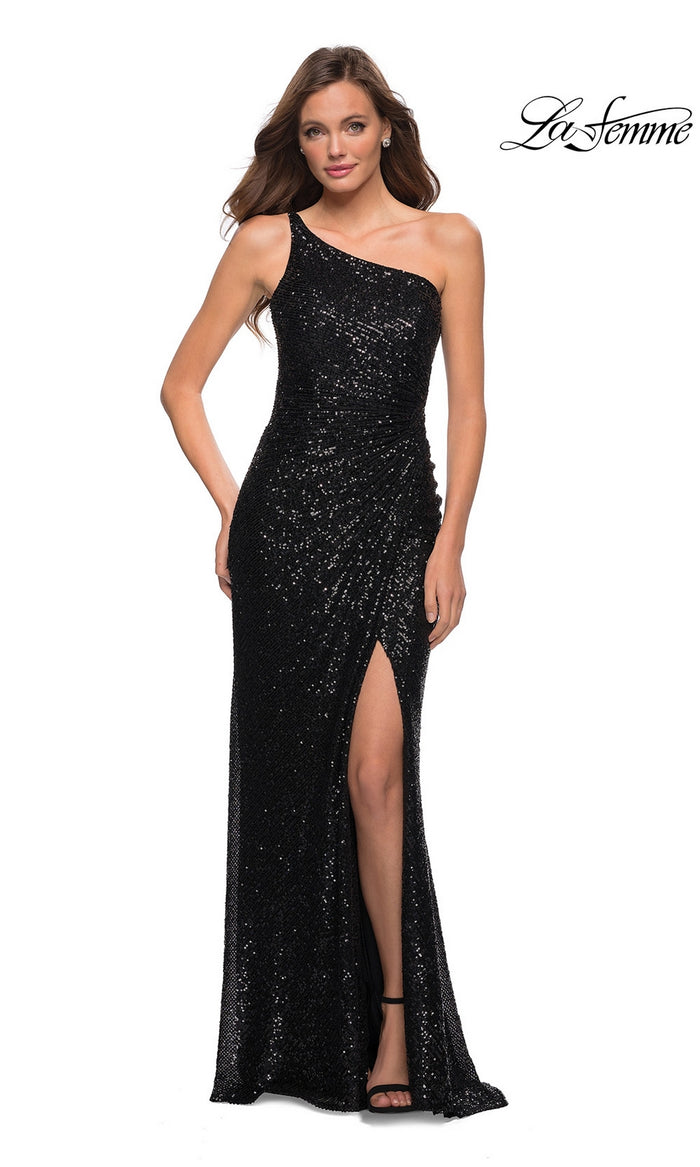 La Femme One-Shoulder Long Sequin Prom Dress 29962