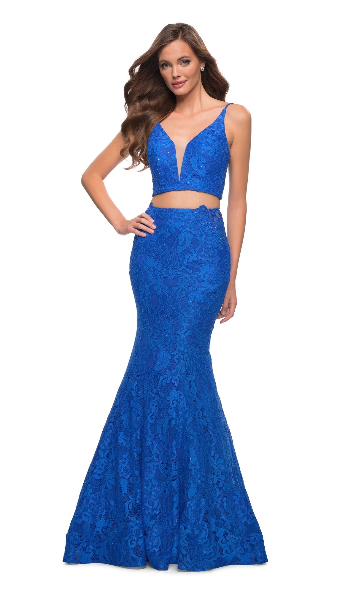 Two-Piece Lace Mermaid Prom Dress: La Femme 29970
