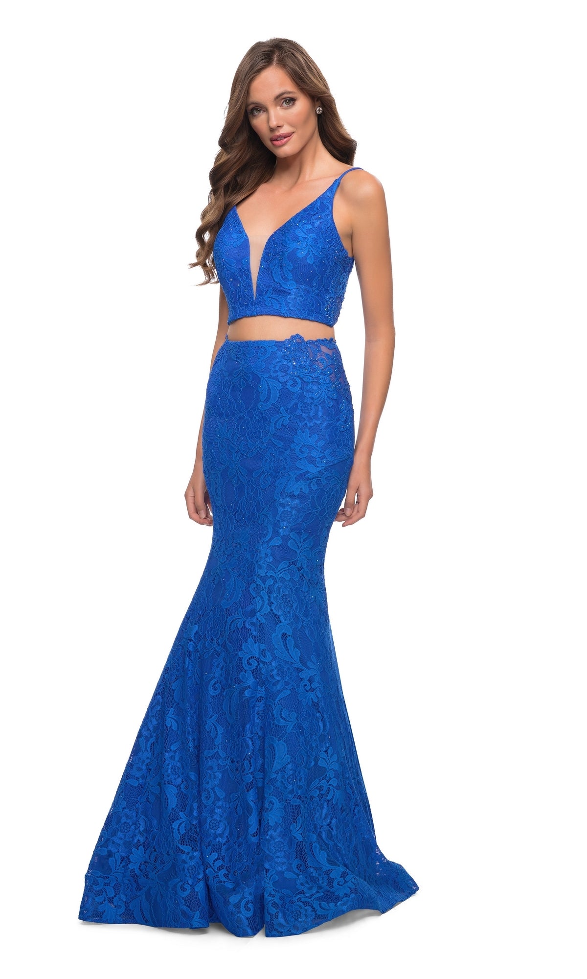 Two-Piece Lace Mermaid Prom Dress: La Femme 29970
