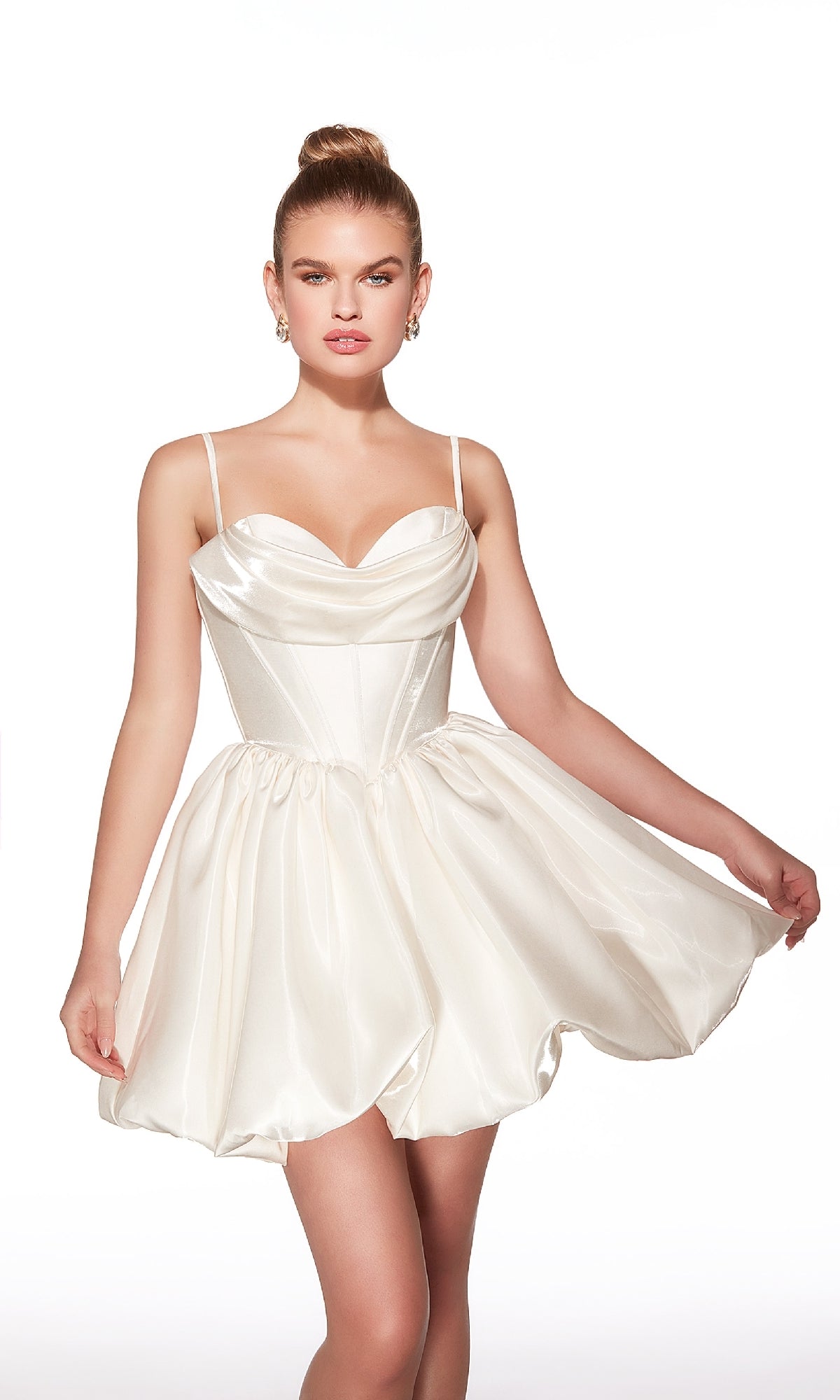 Bubble-Skirt Short Hoco Dress: Alyce 30012
