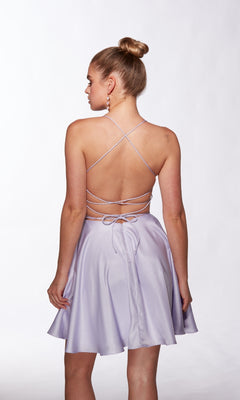 Short A-Line Homecoming Dress with Strappy Open Back French Pink / 10