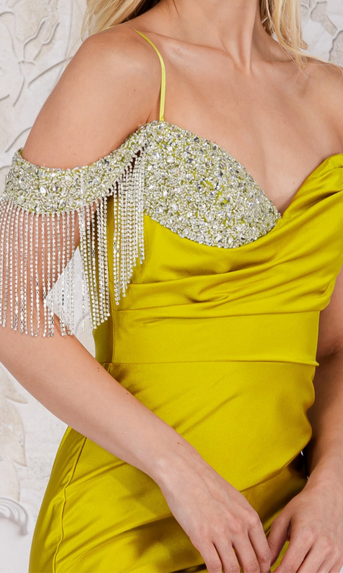 Long Prom Dress with One-Shoulder Fringe 3017