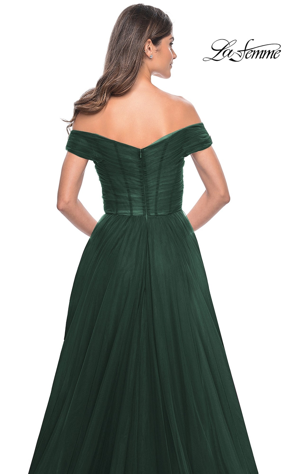Off-the-Shoulder Long A-Line Prom Dress with Side Slit