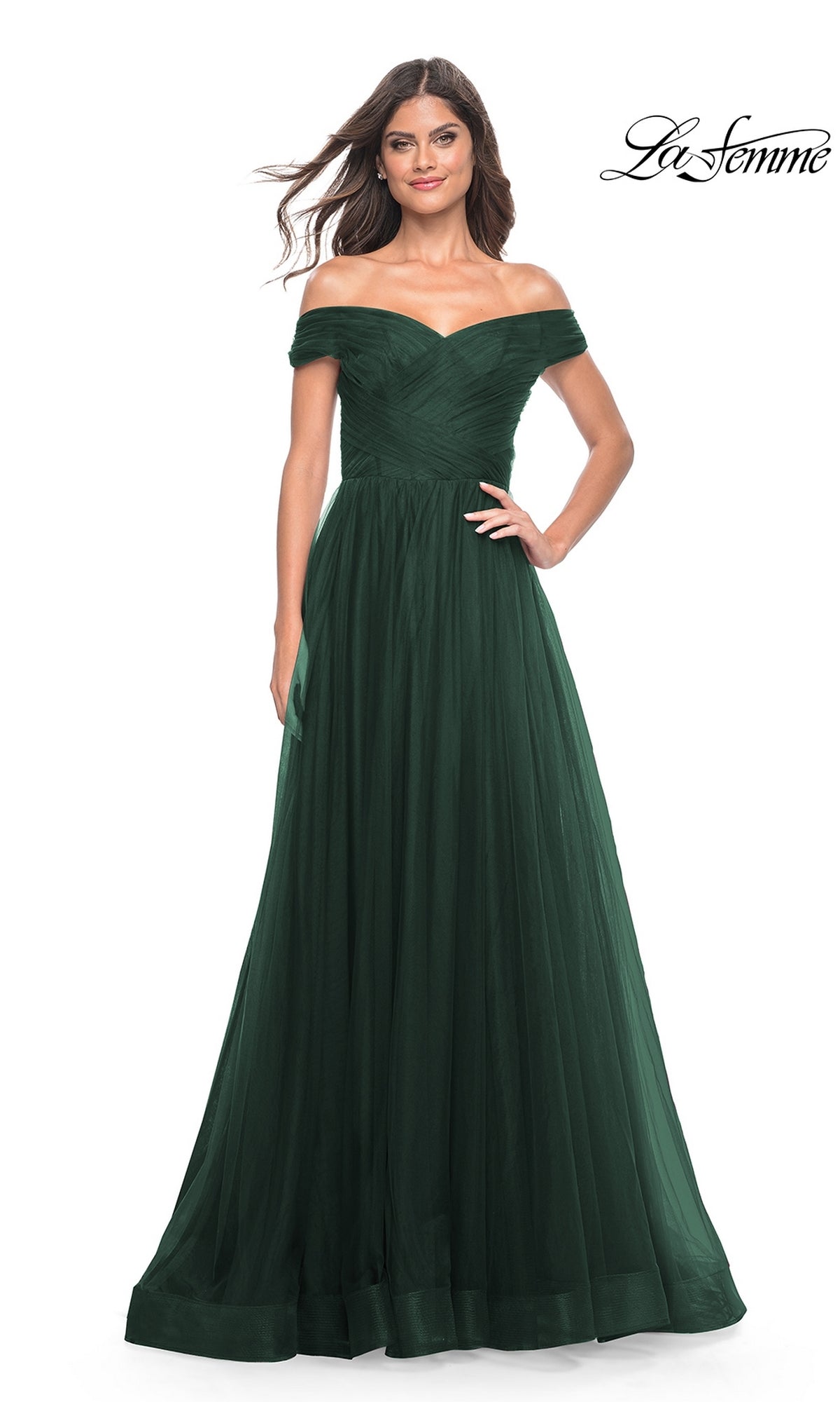 La Femme Off-Shoulder Long Prom Ball Gown 30498