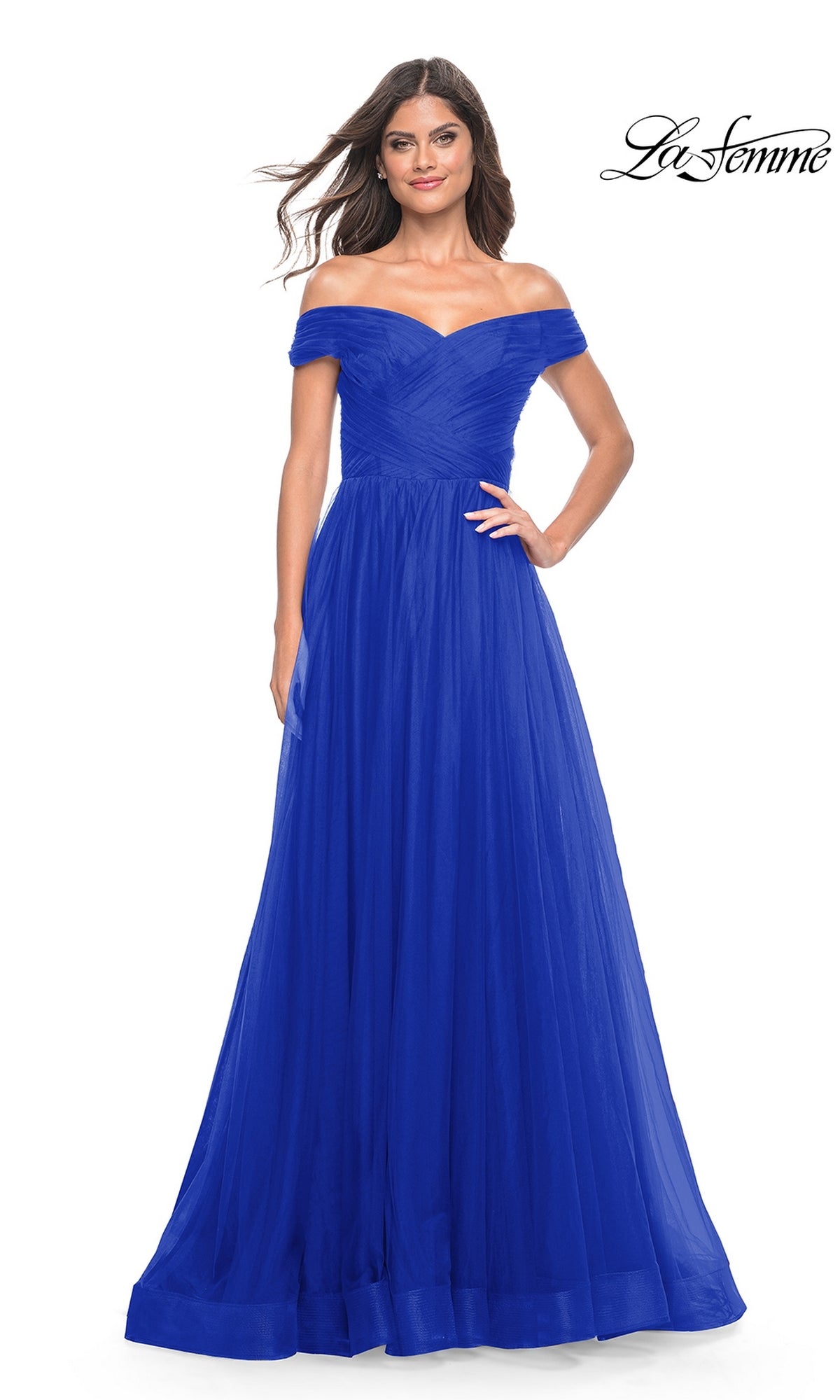 La Femme Off-Shoulder Long Prom Ball Gown 30498