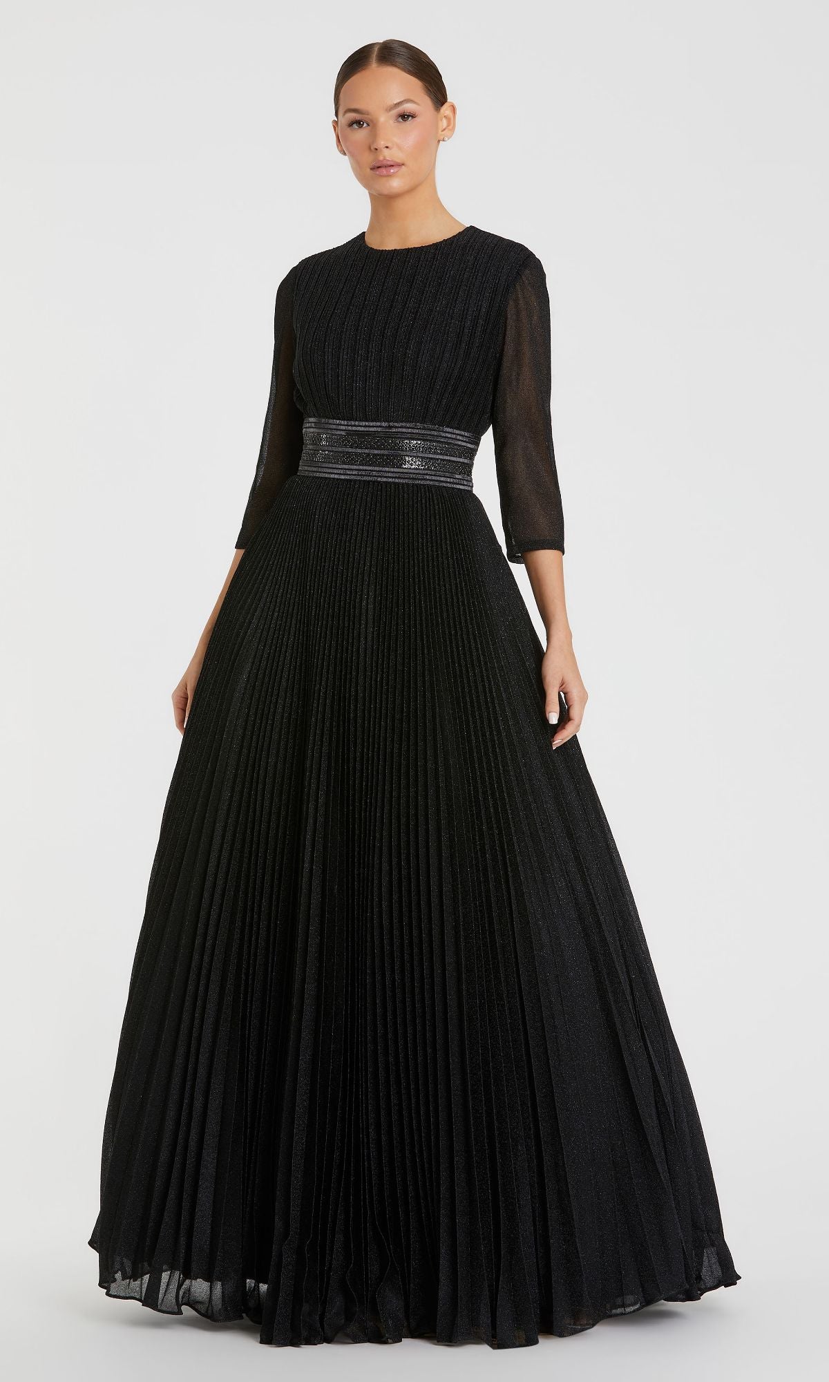Long A-Line Formal Dress with Three-Quarter Sleeves PromGirl Long A-Line Formal Dress with Three-Quarter Sleeves PromGirl