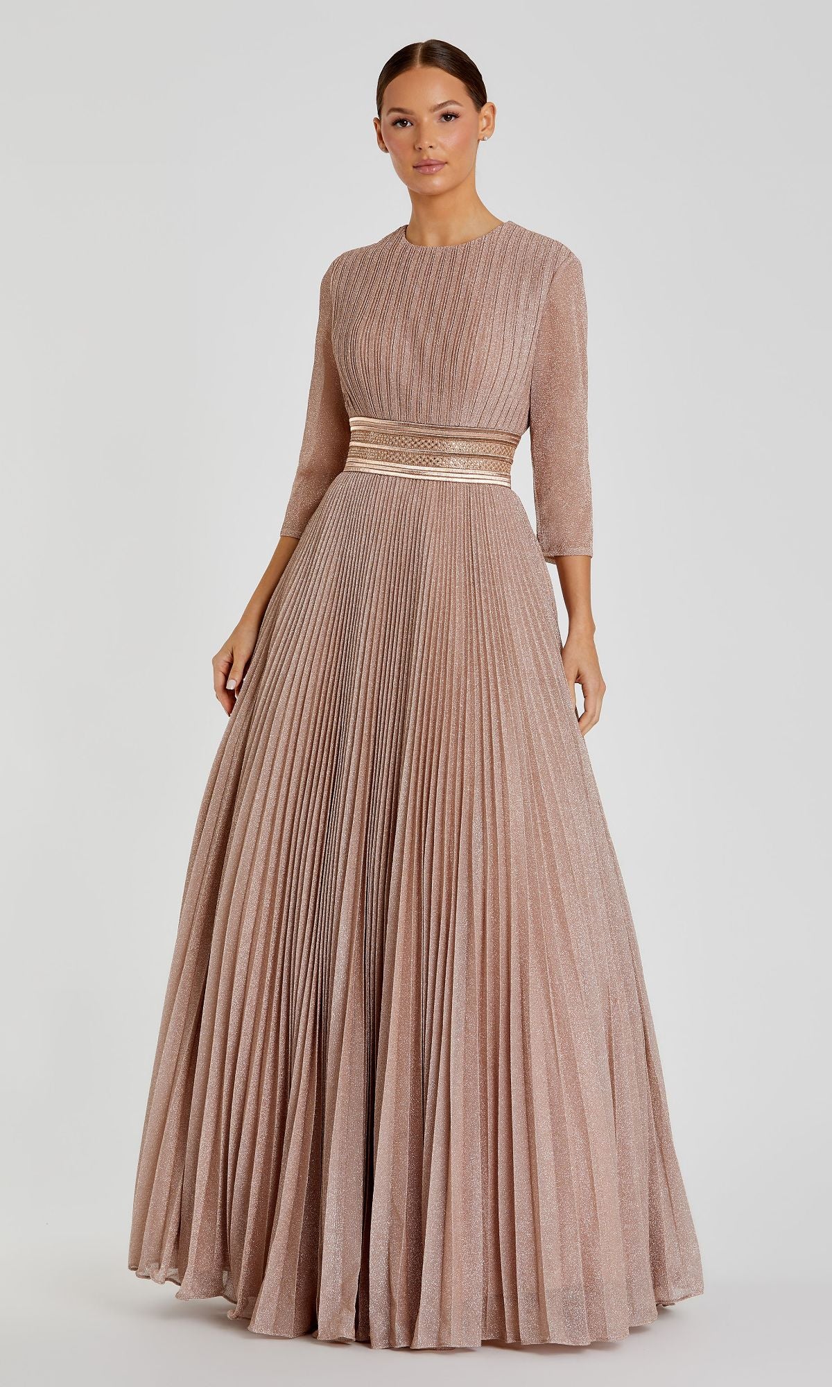 Long A-Line Formal Dress with Three-Quarter Sleeves PromGirl Long A-Line Formal Dress with Three-Quarter Sleeves PromGirl