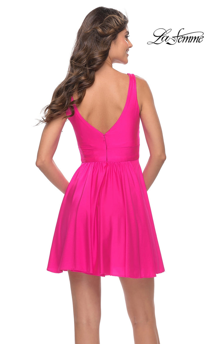 Neon Pink Short La Femme Homecoming Dress 30979