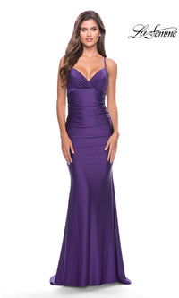 La Femme Empire-Waist Long Beaded Prom Dress 30996