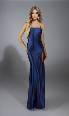 Navy Blue Satin Dresses Wedding Dress Ball Gown Aline V Neck Prom Dress A-Line V- Navy Blue Satin Dresses Wedding Dress Ball Gown Aline V Neck Prom Dress A-Line V-