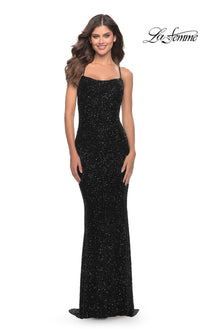 Open-Back La Femme Long Sequin Prom Dress 31027