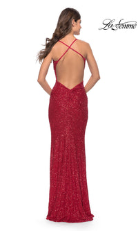 Open-Back La Femme Long Sequin Prom Dress 31027