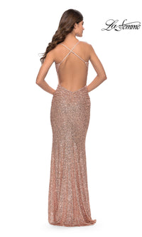 Open-Back La Femme Long Sequin Prom Dress 31027