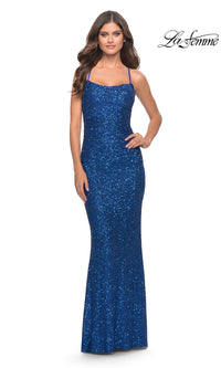 Open-Back La Femme Long Sequin Prom Dress 31027