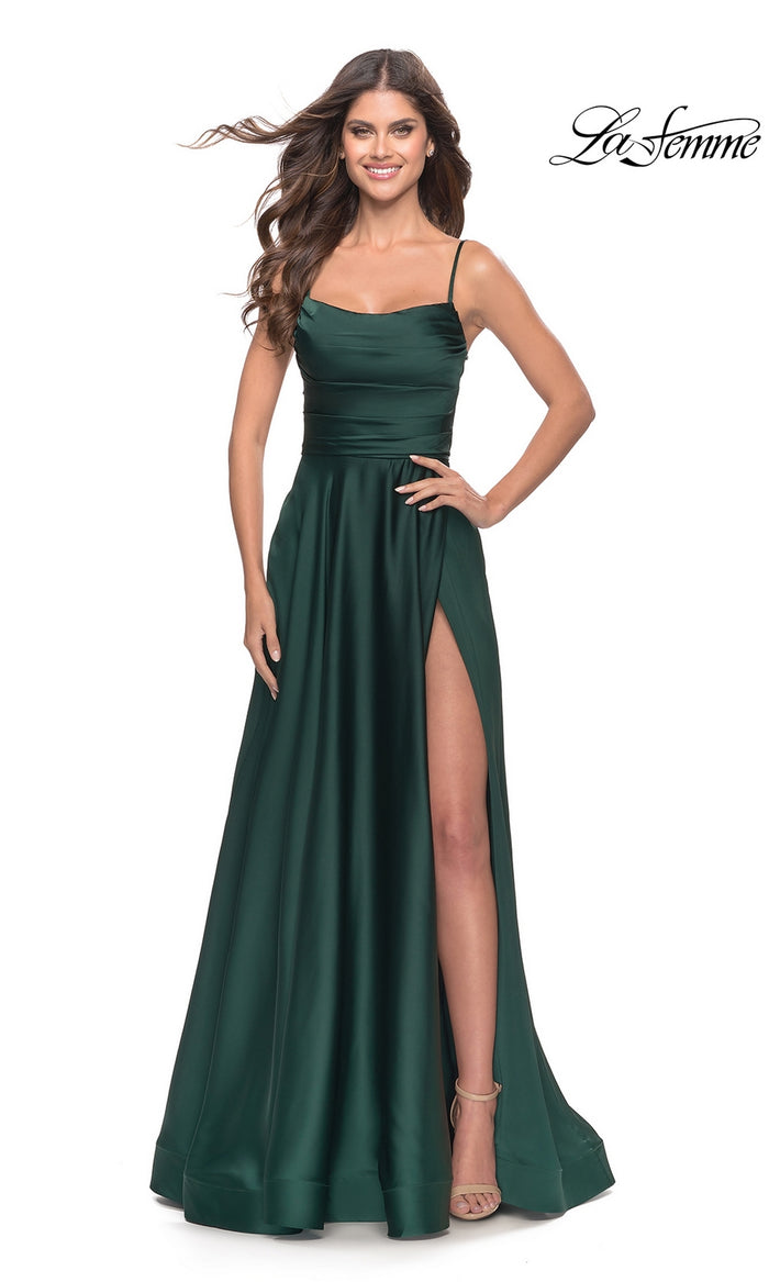 Corset-Back La Femme Long A-Line Prom Dress 31105