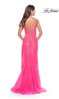 Sheer-Bodice La Femme Long Lace Prom Dress 31125