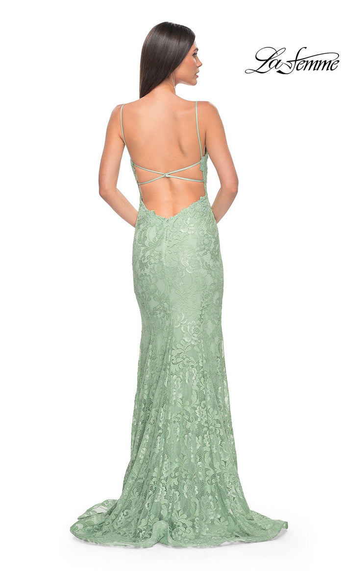 La Femme Long Floral-Lace Prom Dress 31134