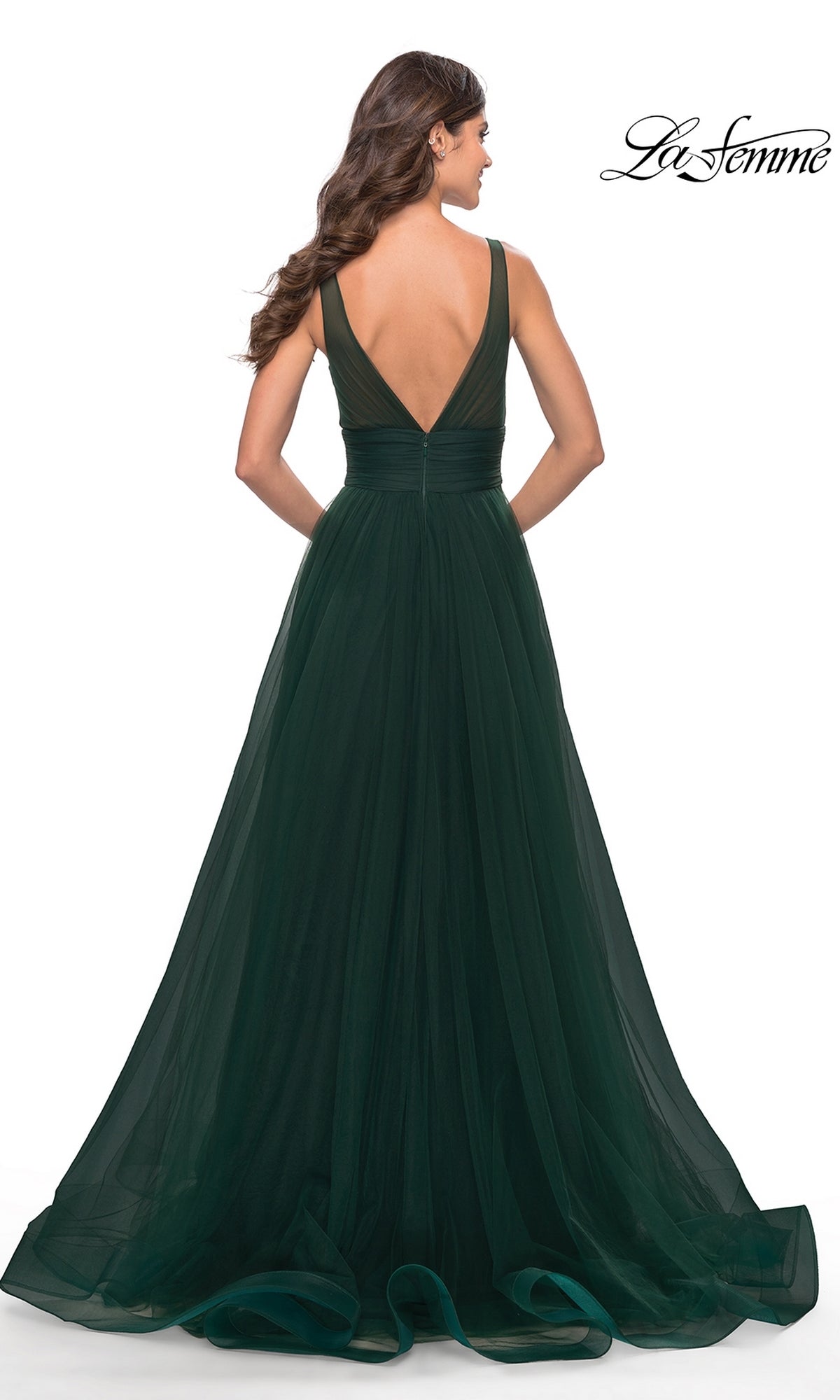 Pleated-Waist La Femme Long Prom Ball Gown 31149