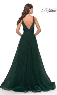 Pleated-Waist La Femme Long Prom Ball Gown 31149