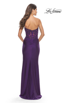 La Femme Beaded-Lace-Bodice Long Prom Dress 31182