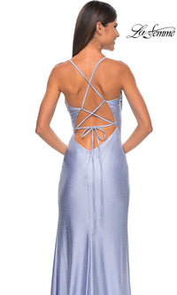 La Femme Shimmer Jersey Cowl-Neck Prom Dress 31221