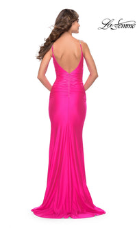 La Femme Ruched Fitted Designer Prom Dress 31222