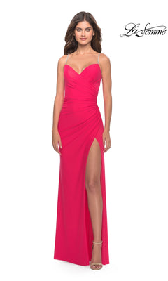 open lace back dress Adelina Hot Pink Chiffon Dress main image 1