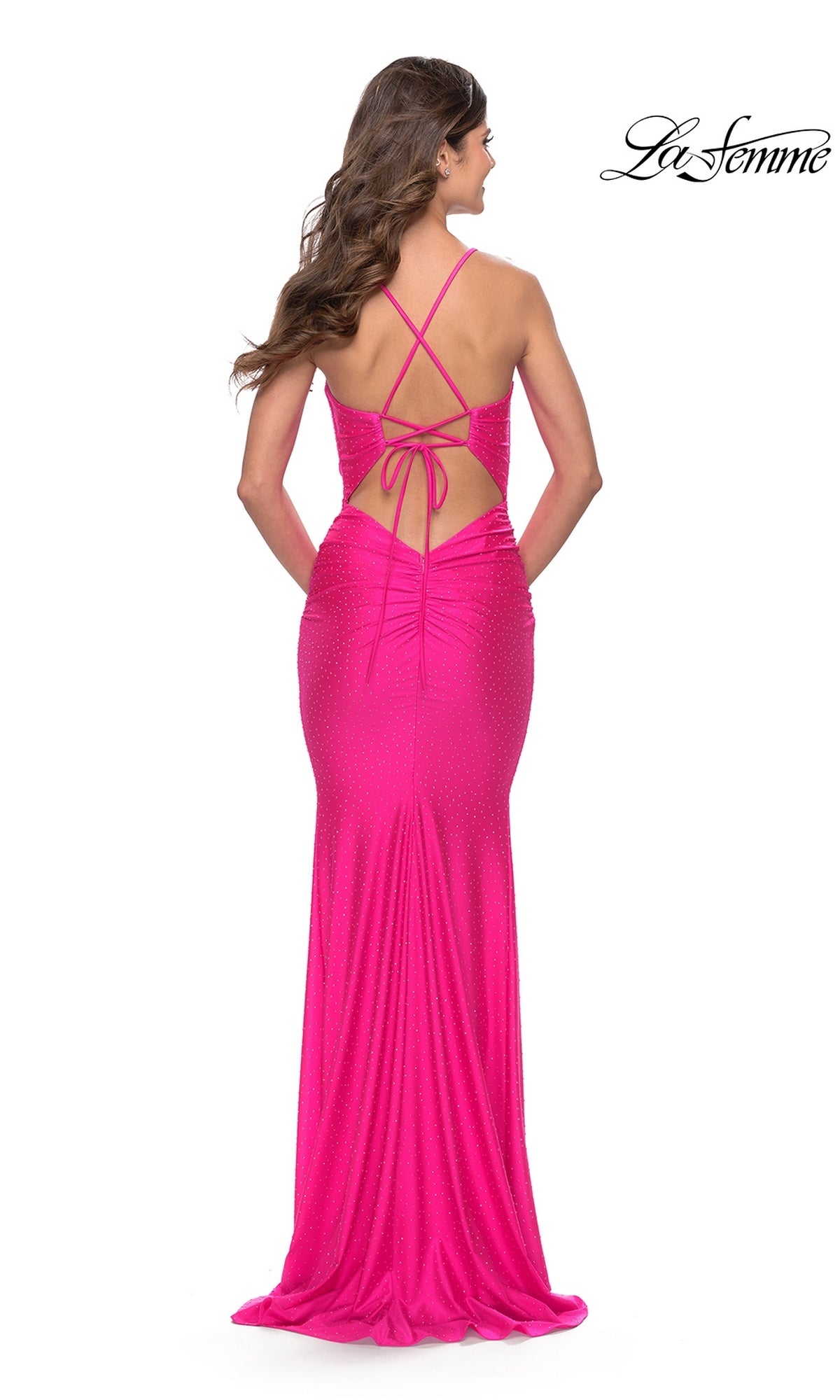 La Femme Backless Tight Shimmer Prom Dress 31237