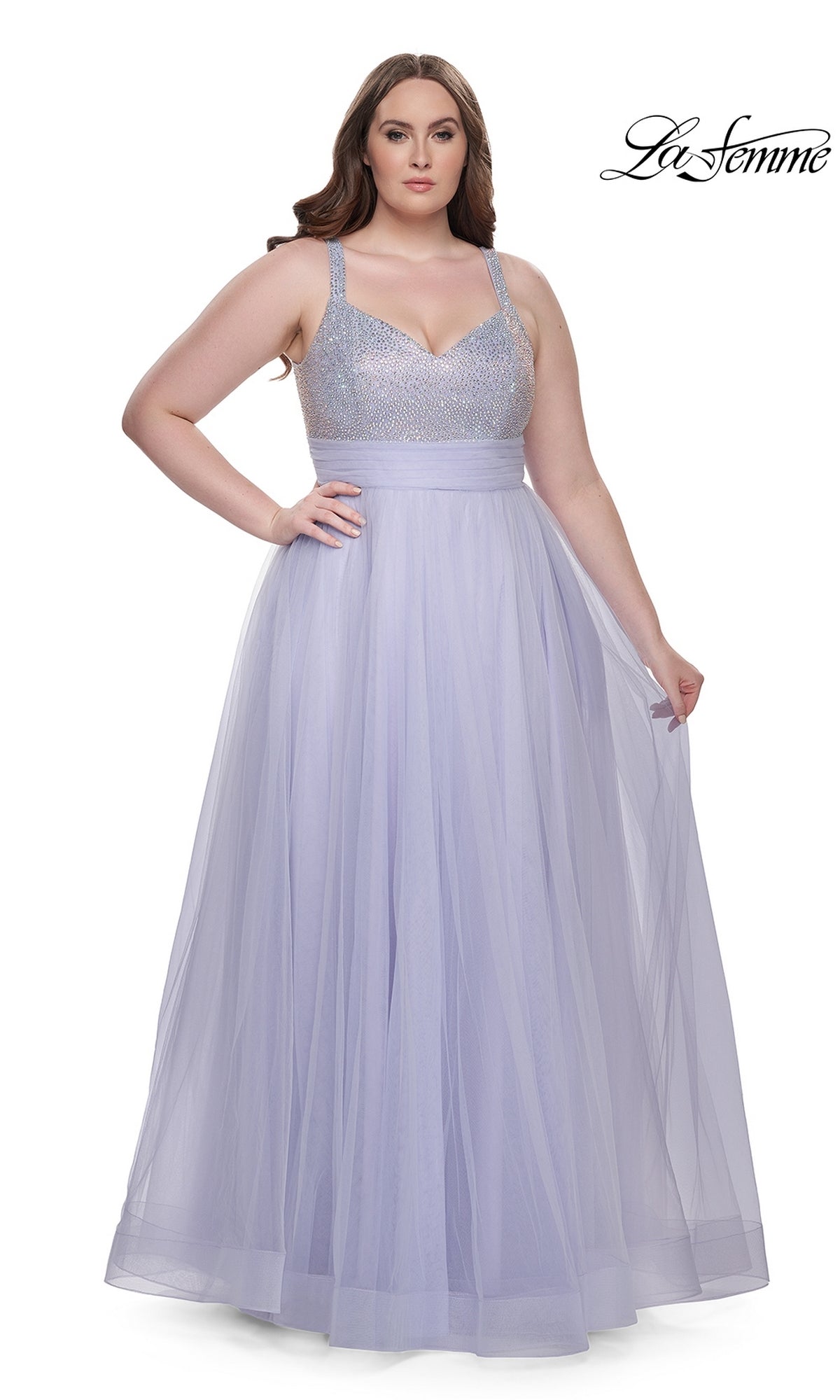 Plus-Size Long Prom Dress with Beads