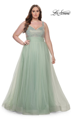 Plus-Size Long Prom Dress with Beads