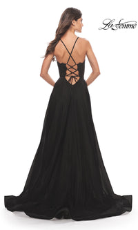 La Femme Sheer-Lace-Bodice Long Prom Dress 31271