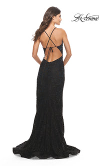 La Femme Open-Back Long Lace Prom Dress 31288