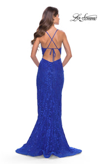 La Femme Open-Back Long Lace Prom Dress 31288