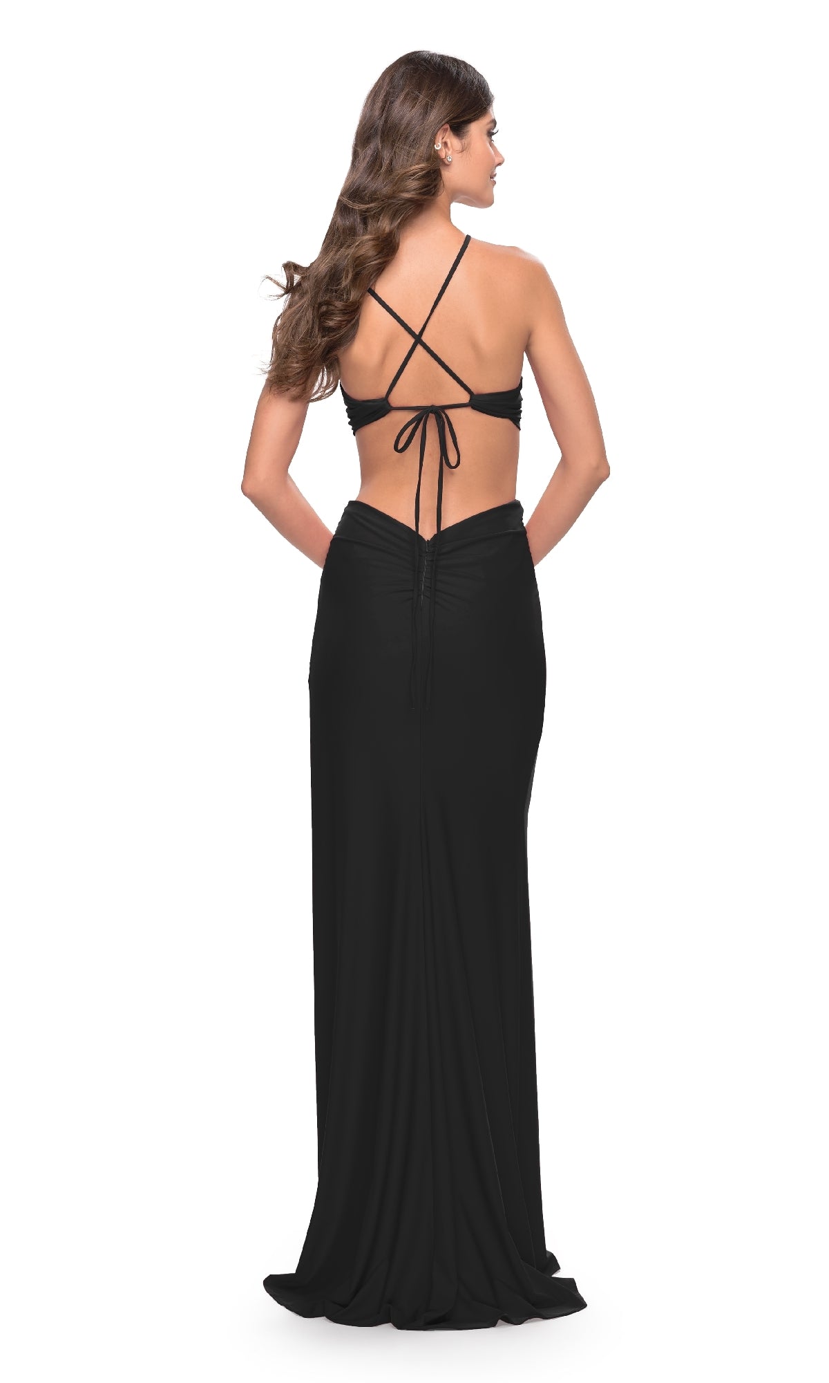 Bare-Midriff Long Formal Dress: La Femme 31293