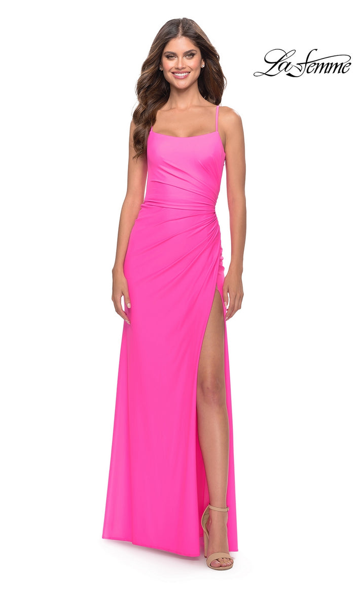 La Femme Side-Slit Backless Long Prom Dress 31329