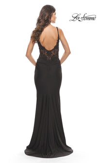 La Femme Lace-Back Long Beaded Prom Dress 31341