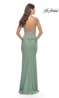 La Femme Lace-Back Long Beaded Prom Dress 31341