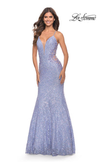 La Femme Long Lace Mermaid Prom Dress 31354