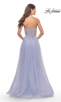 La Femme Strapless Sheer-Waist Prom Dress 31367